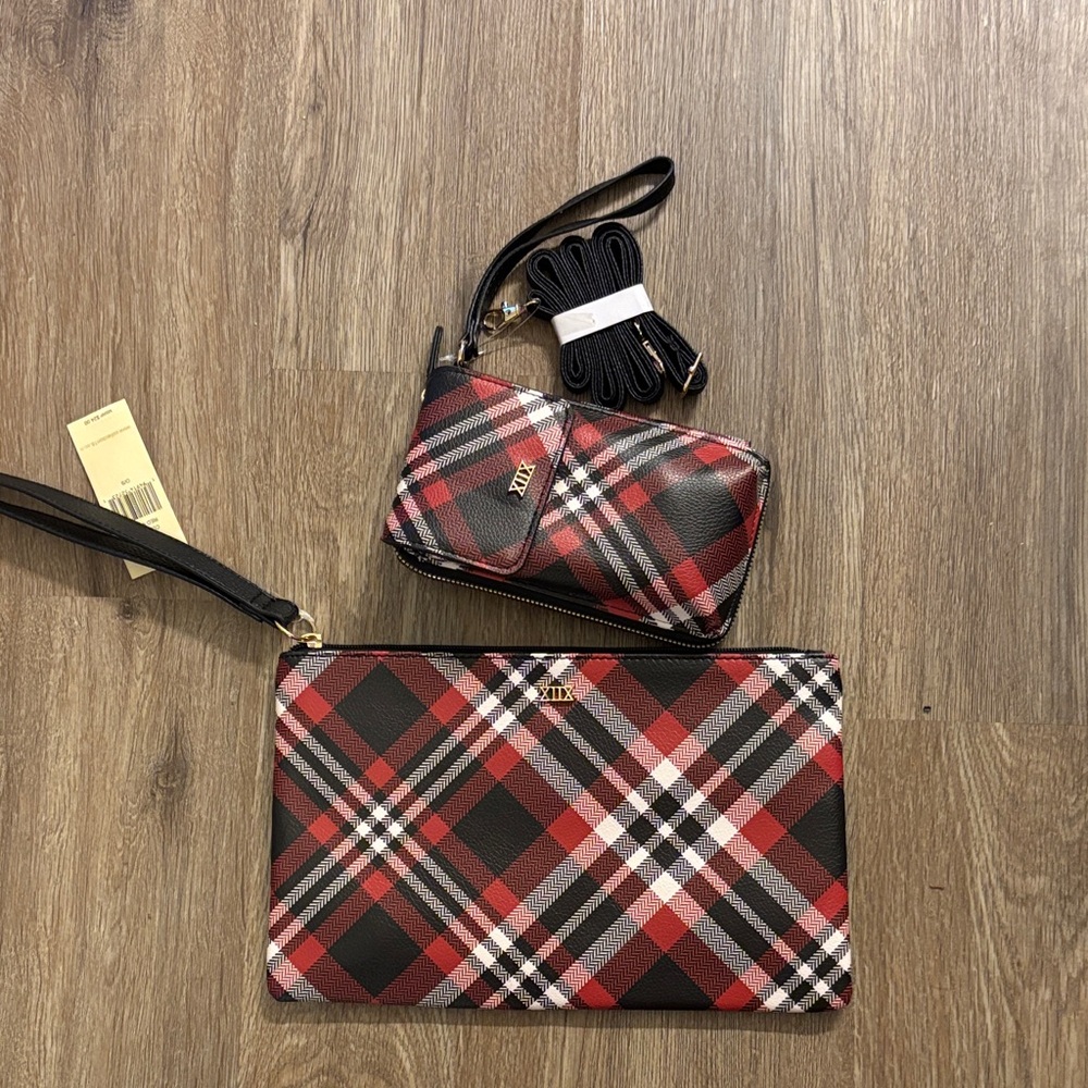 Plaid Wristlet and Crossbody Set